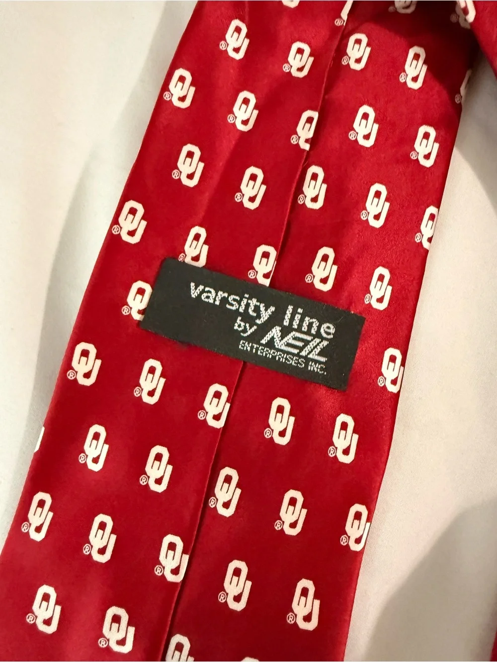 University of Oklahoma Crimson Tie with OU Logo